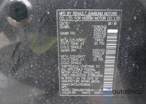 2020 Nissan Rogue Sv Fwd z USA, uszkodzony, nr VIN KNMAT2MT2LP506632